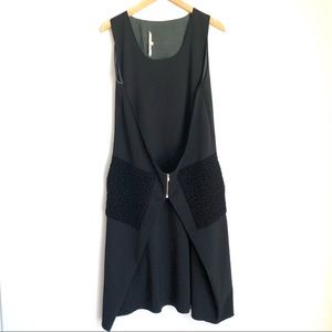 Hache | Black Sleeveless Dress Sherpa Front